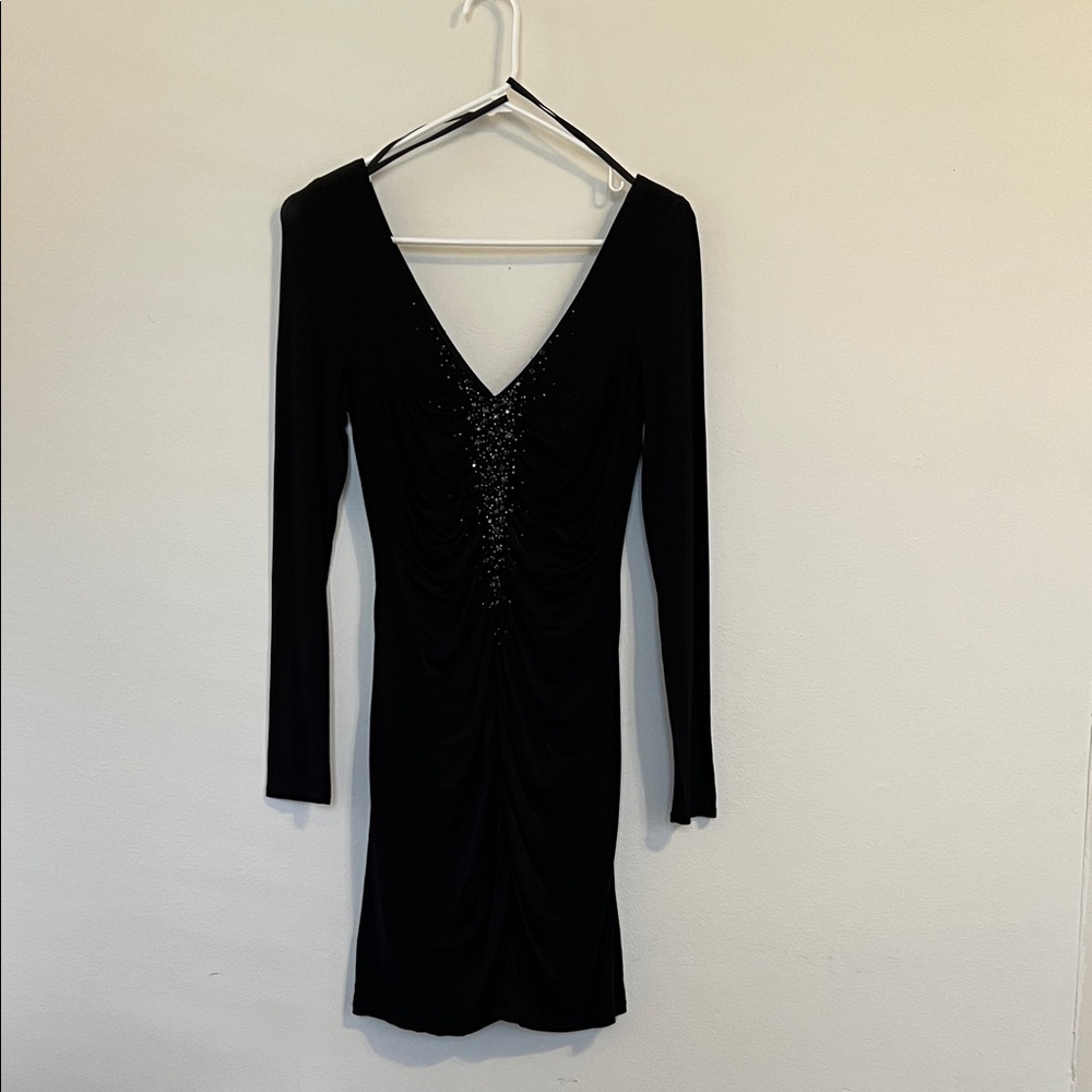 Laundry By Shelli Segal Black Embellished Long Sleeve Dress
